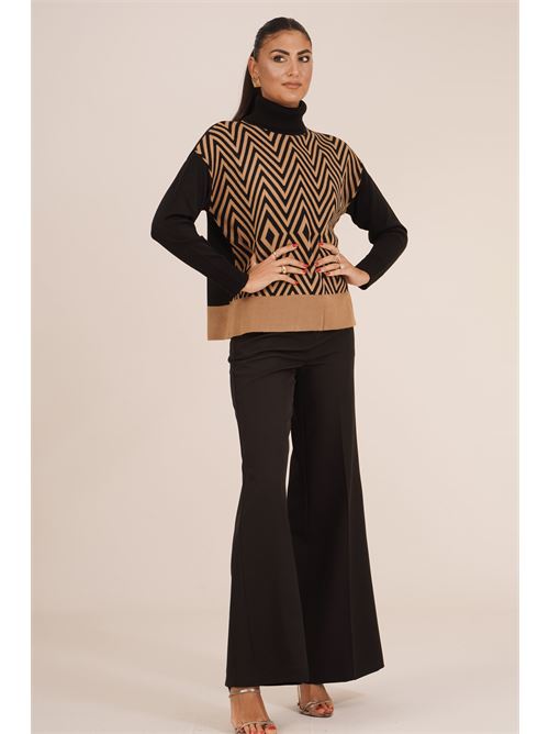 Maglia in misto lana GM by Gai Mattiolo | GM4374NERO/CAMMELLO